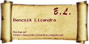 Bencsik Lizandra névjegykártya